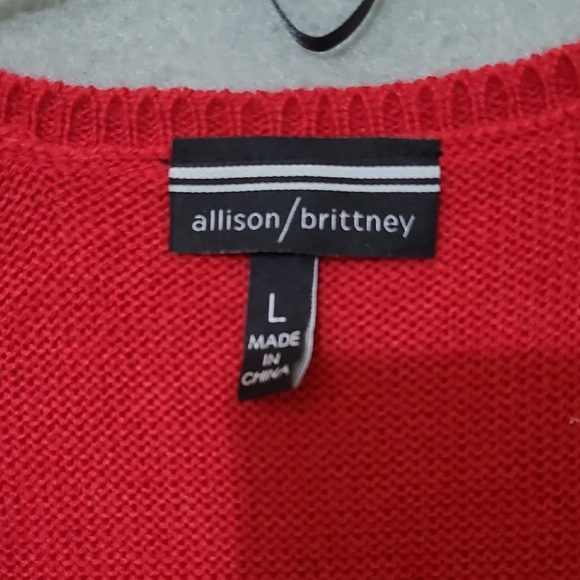 ALLISON BRITTANY Women's Festive Red Christmas Sweater Dress - Size Large - Picture 9 of 11